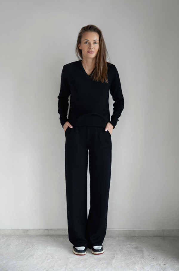 Spodnie z wełny merino (czarne)