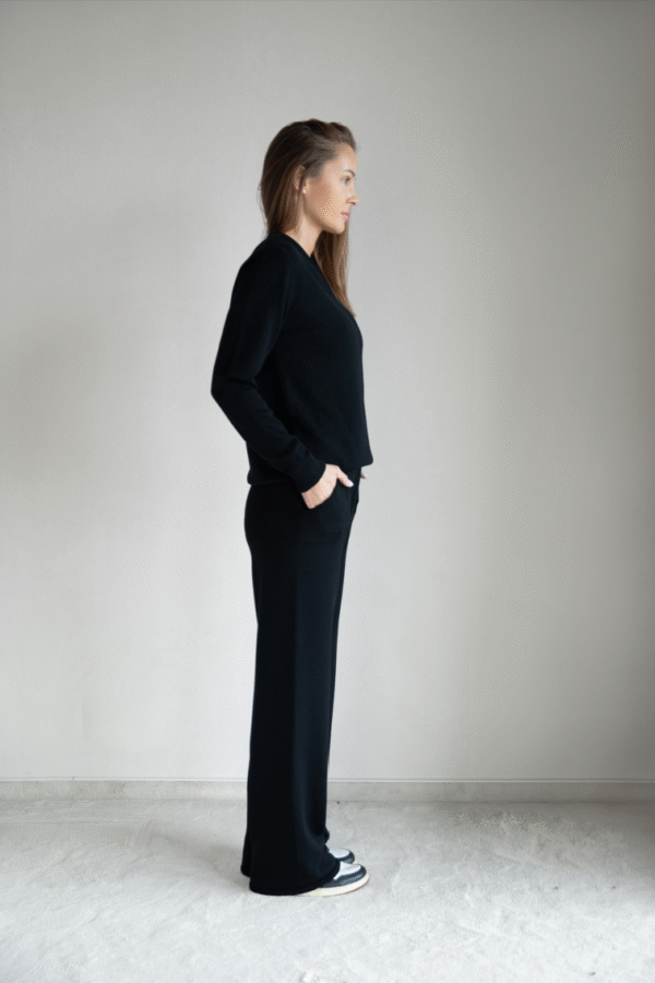 Spodnie z wełny merino (czarne)