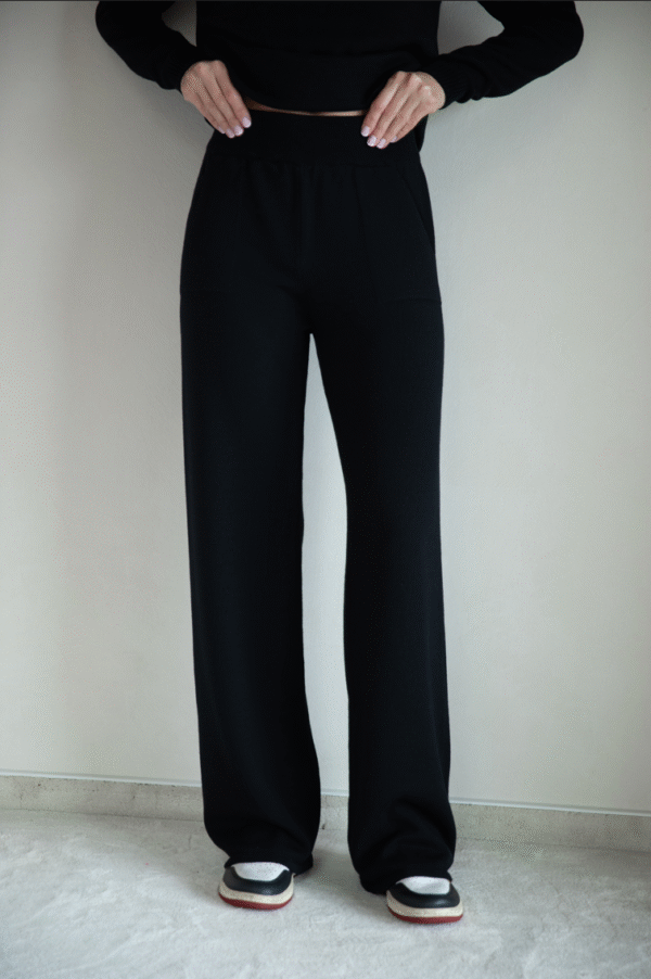 Spodnie z wełny merino (czarne)