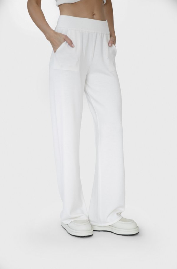 Spodnie z wełny merino (ecru)