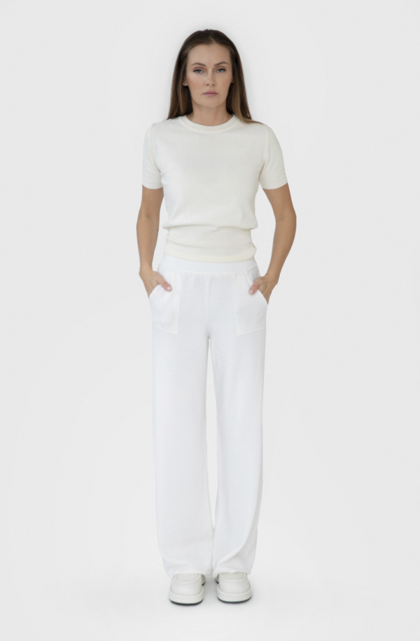 Spodnie z wełny merino (ecru)